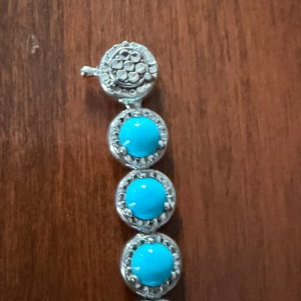 Sterling silver and sleeping beauty turquoise bracelet - Picture 4 of 6